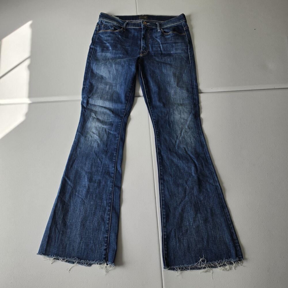 Mother Jeans Womens 30 Blue The Weekender Fray Mid Rise Flare Stretch Denim USA